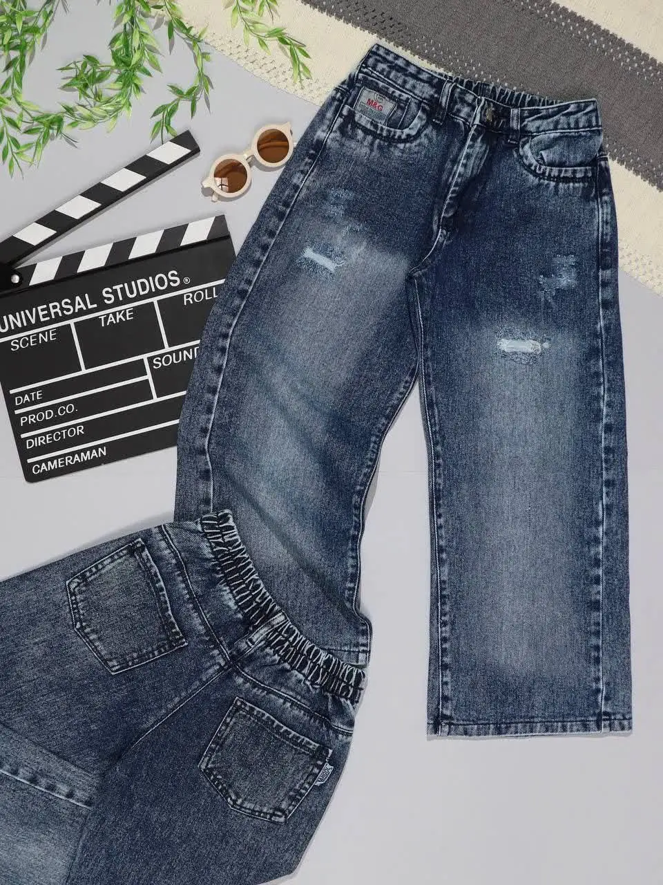 👫شلوار جین دخترانه فول بگ ط...