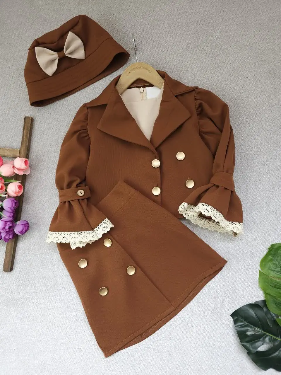 چهارتیکه دخترانه همراه کلاه
