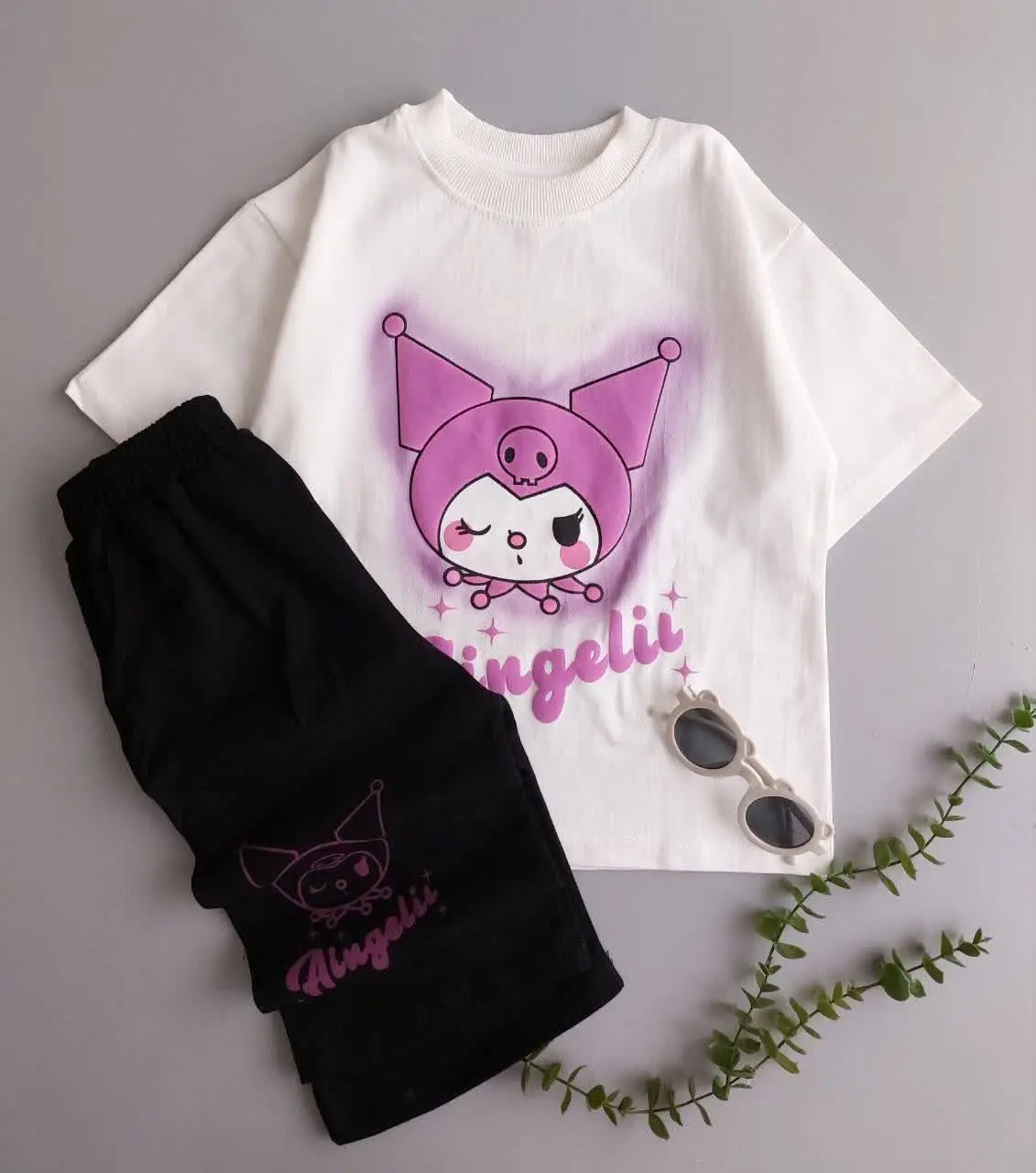 تیشرت شلوارک لانگ استایل دخترانه کرومی 
