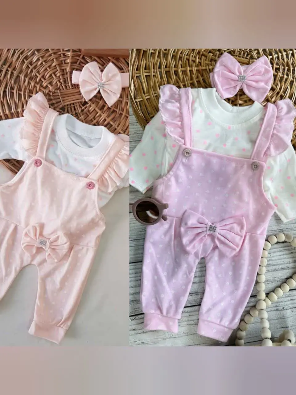 سرهمی پیشبندی پاپیون خالدار نوزادی و کودک کد ۱۱۲۱۰۳ 
