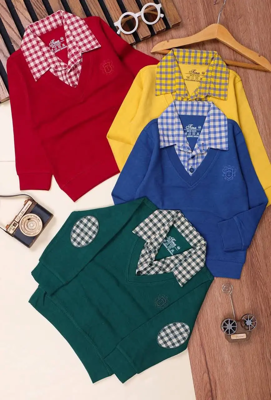 👕نام کالا: #بلوزتک یقه چهارخانه پسرانه 
