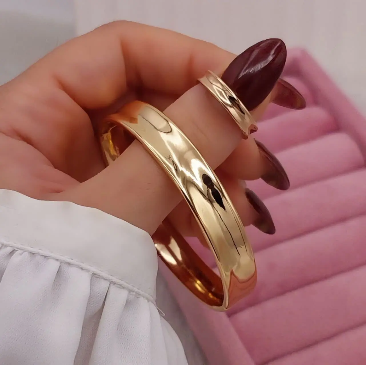 ست دستبند انگشتر آینه ای جد...