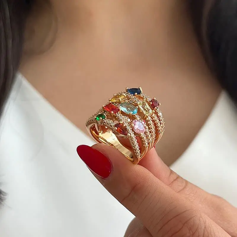 انگشتر نگین رنگی ژوپینگ کد...