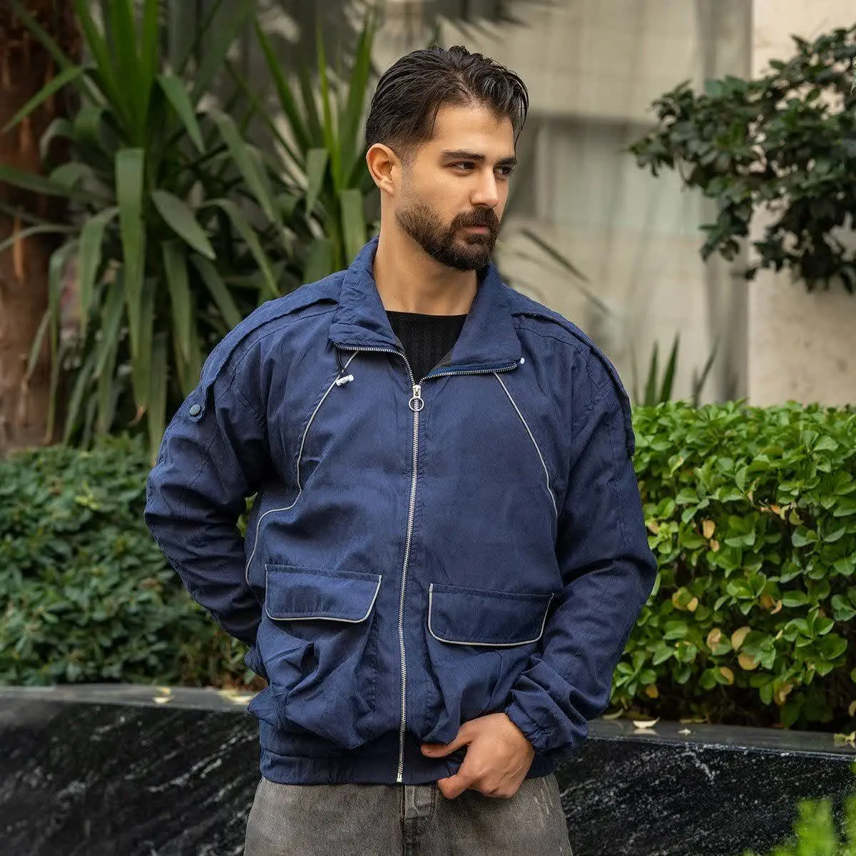 🏆کاپشن میکرو سرمه‌ای مردانه مدل Panama
