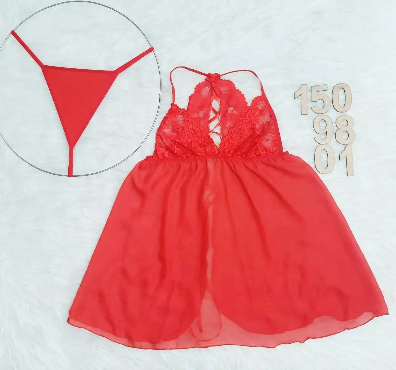 لباس خواب تور و دانتل پشت باز
