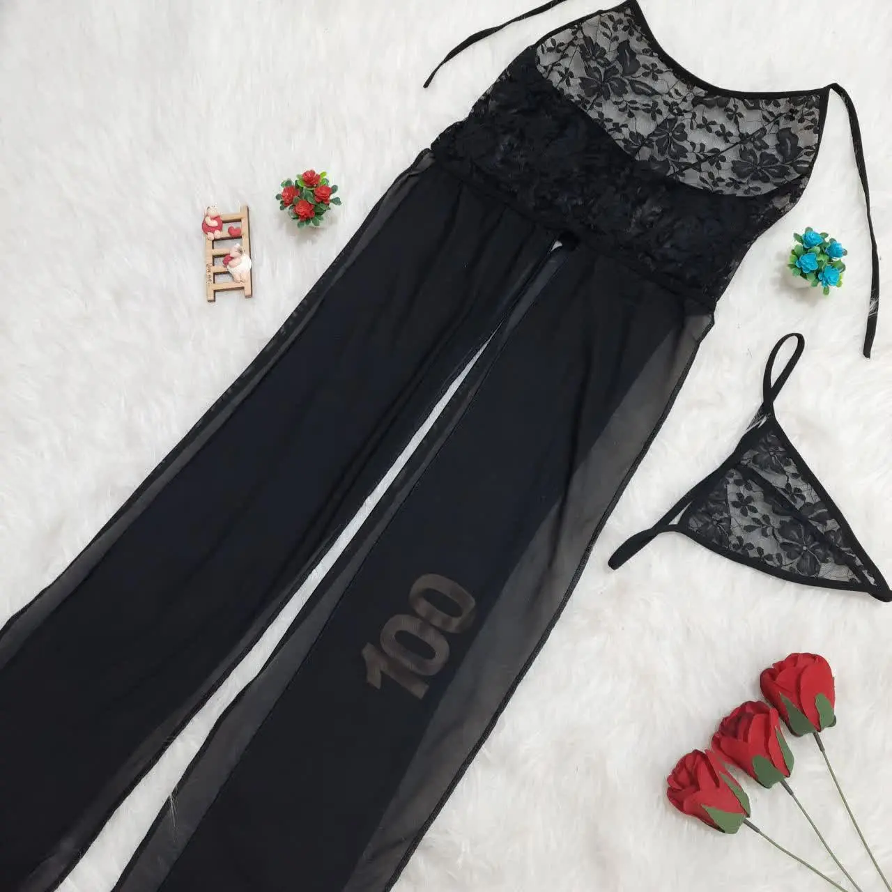 یه #لباسخواب_بلند مخصوص سایز بزرگای عزیز😍🔥 فقط مشکی 
