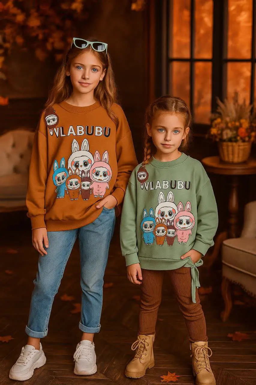 🎄بلوز دخترانه چاپ خانواده ل...