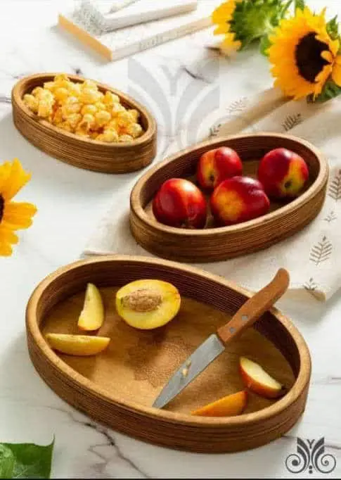 *سینی چوبی۳تکه ‌بیضی رسید* 
