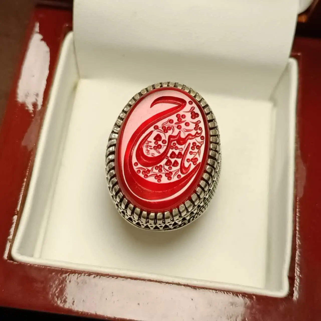 💎انگشتر عقیق قرمز خطی اصل