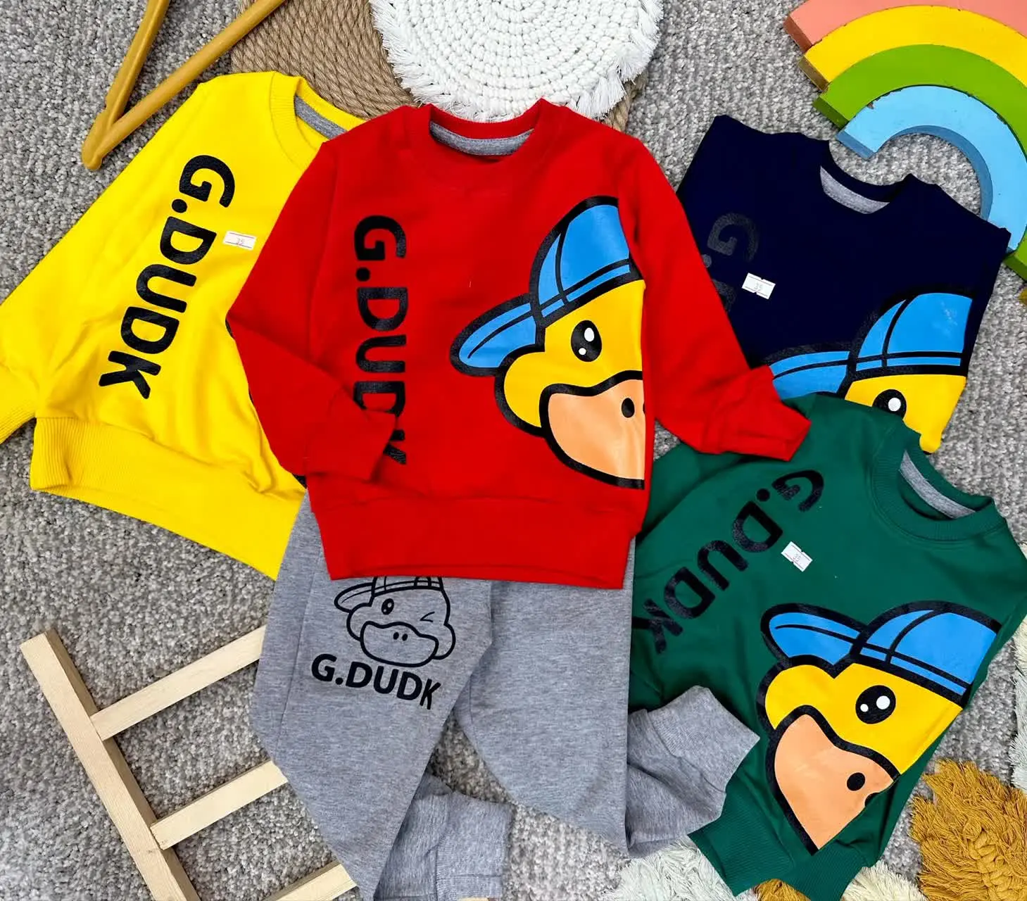 👫بلوز شلوار پسرانه اردک چاپ ثابت✅
