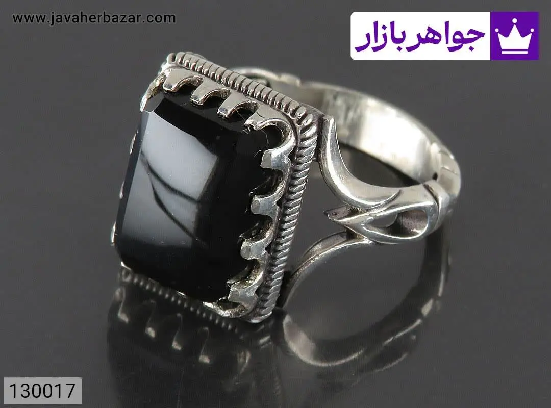 انگشتر نقره عقیق یمنی سیاه...