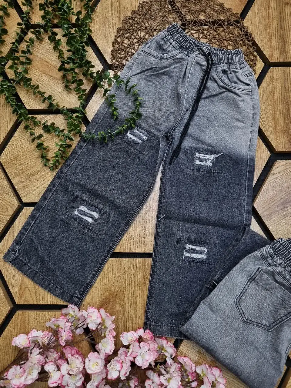 👖شلوار لی بگ زاپ دار دخترانه 👧