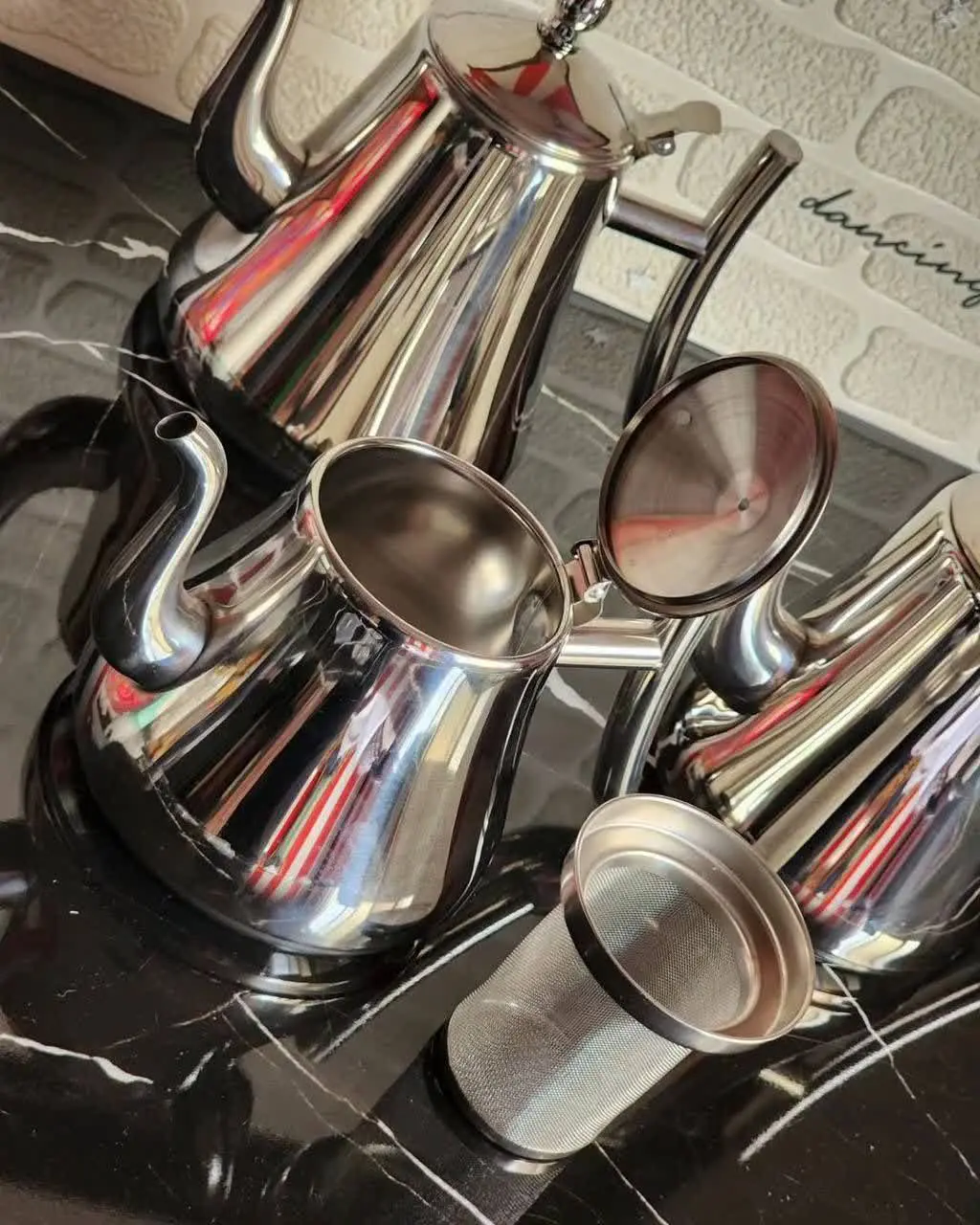 قوری تمام استیل عربی سه سایز
