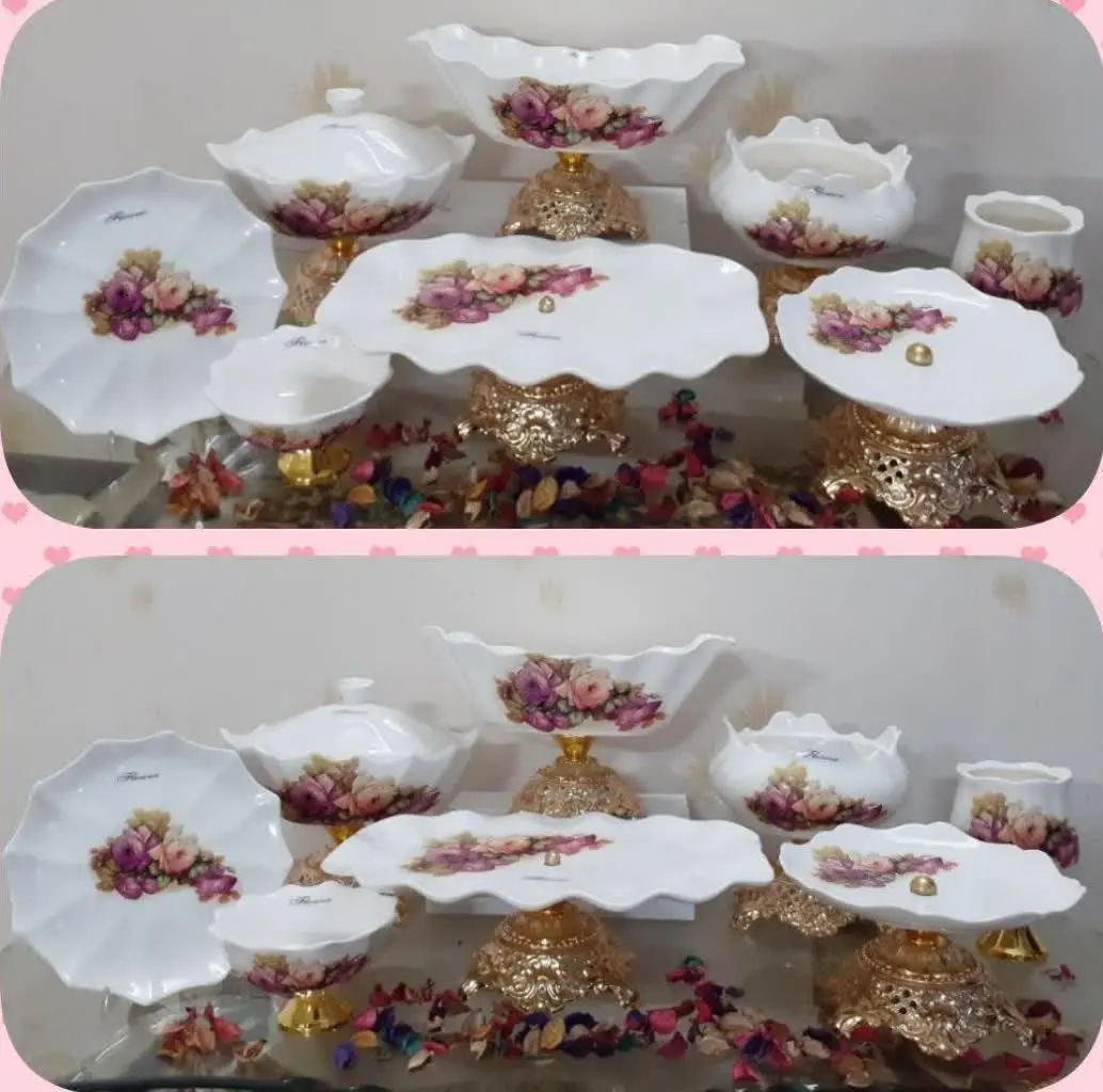 🌺سرویس ۱۸پارچه بنفشه طرح ترنسفر🌺
