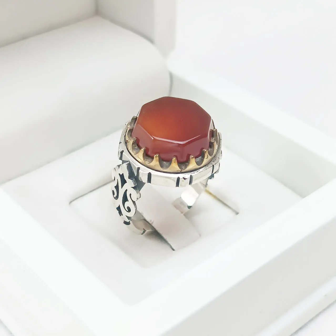 انگشتر نقره مردانه ۸ گوش سر...