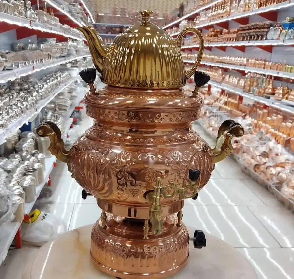 سماور گازی مسی۴ لیتری با قوری🎗🎗
