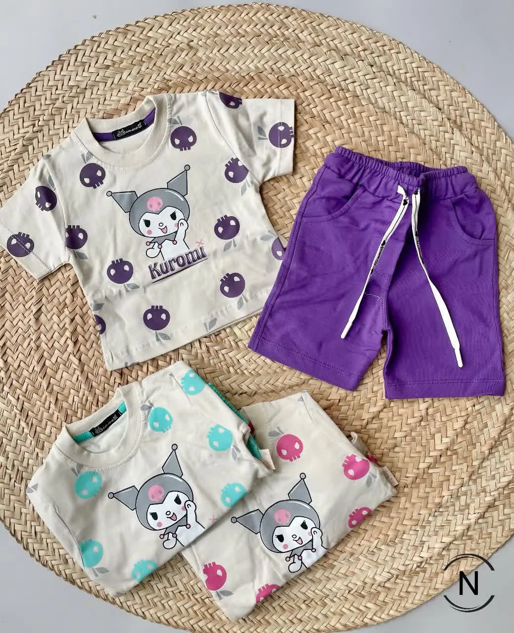 #تیشرت‌شلوارک‌دخترانه پنبه لاکرا 
