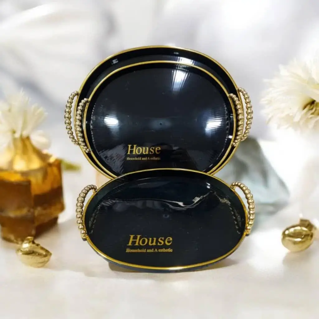 *🌈 سینی ۳ تکه مشکی طلایی*