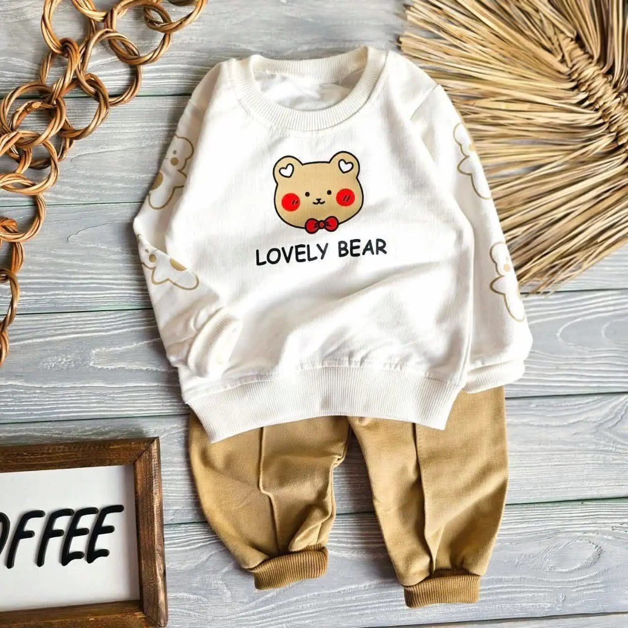 🌟 لباس بچه‌گانه بلوز شلوار خرس لاولی 🌟
