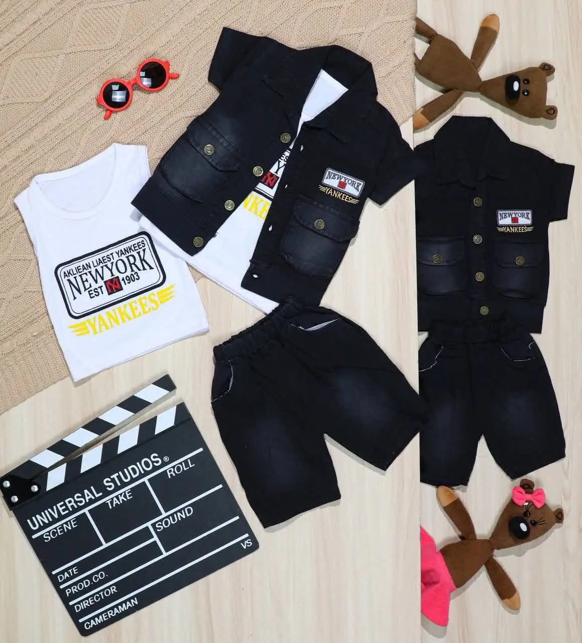 👫سه تیکه جین زغالی گلدوزی New York 👫
