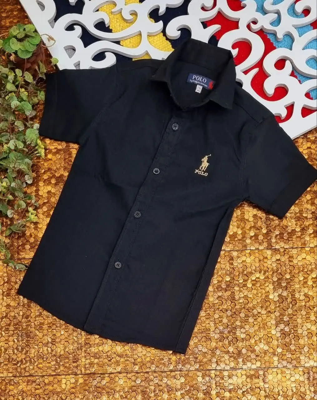 💠 *پیراهن مشکی بنگال آستین کوتاه مارک پولو پسرانه *
