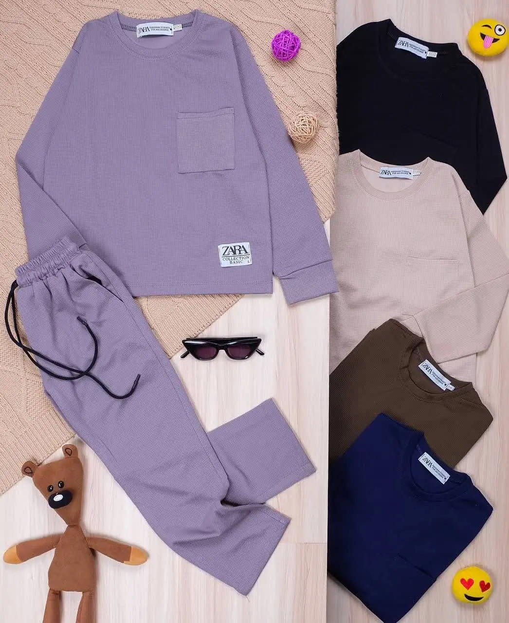 👫ست بلوز و شلوار یقه گرد بیسکوئیتی👫
