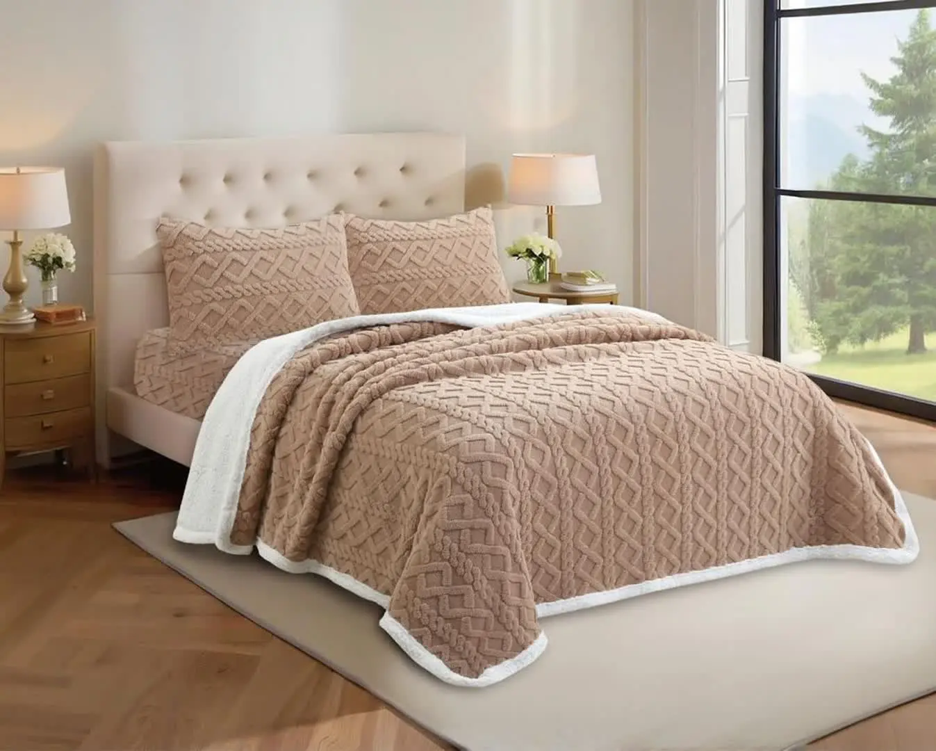 پتو و رو تختی ست دونفره طرح...