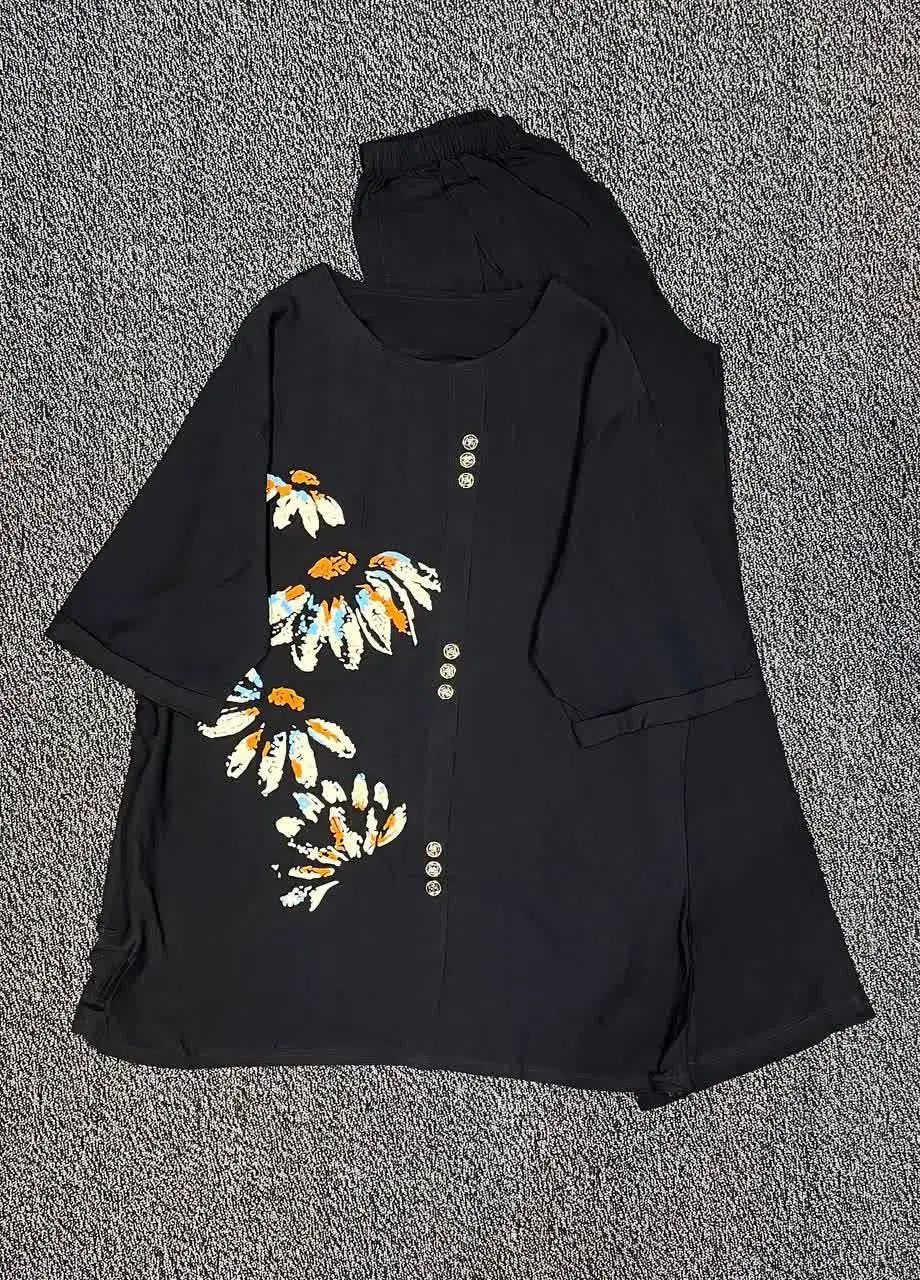 🖋نام: مانتو شلوار دکمه نما چاپی
