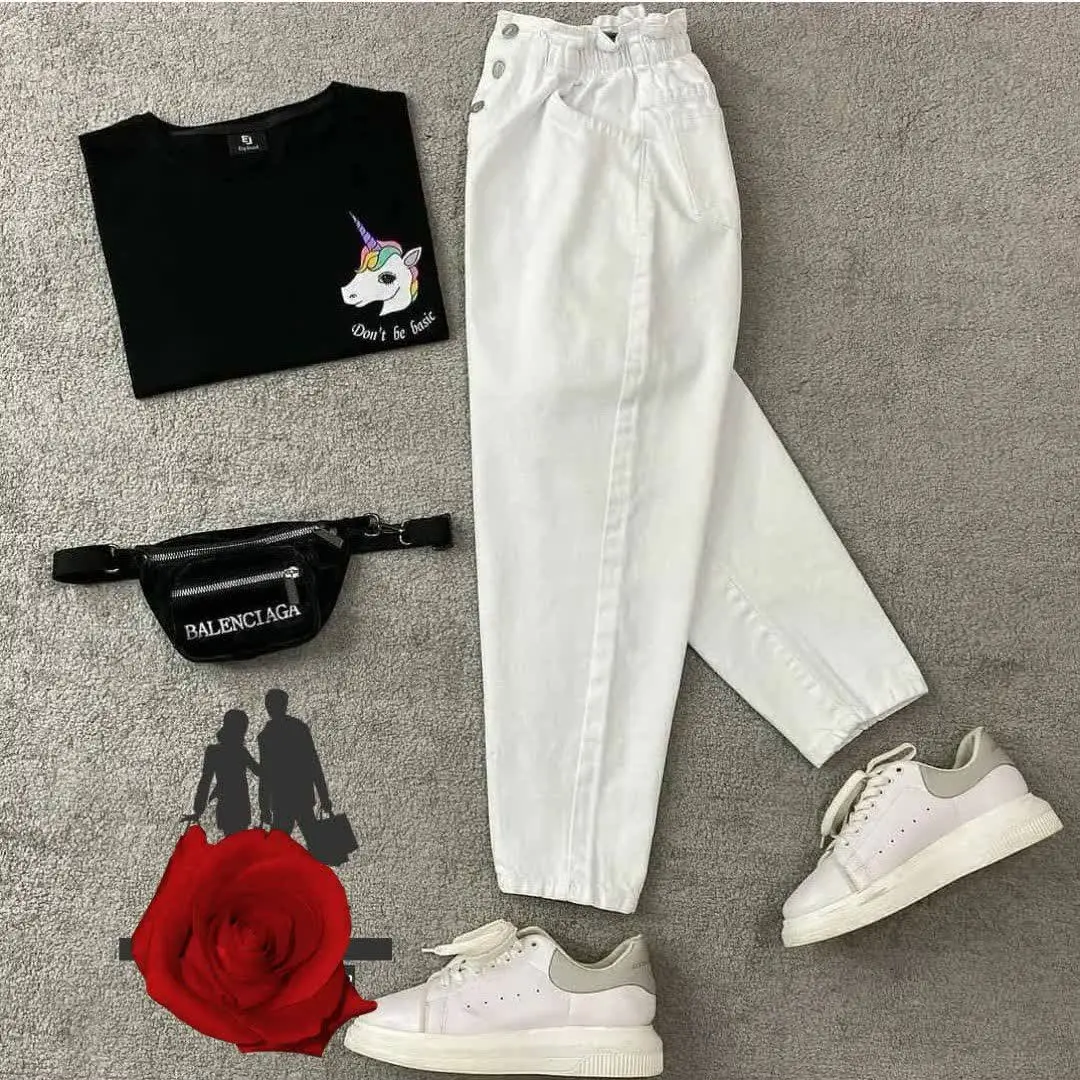 🖋نام: شلوار مام فیت سفید
