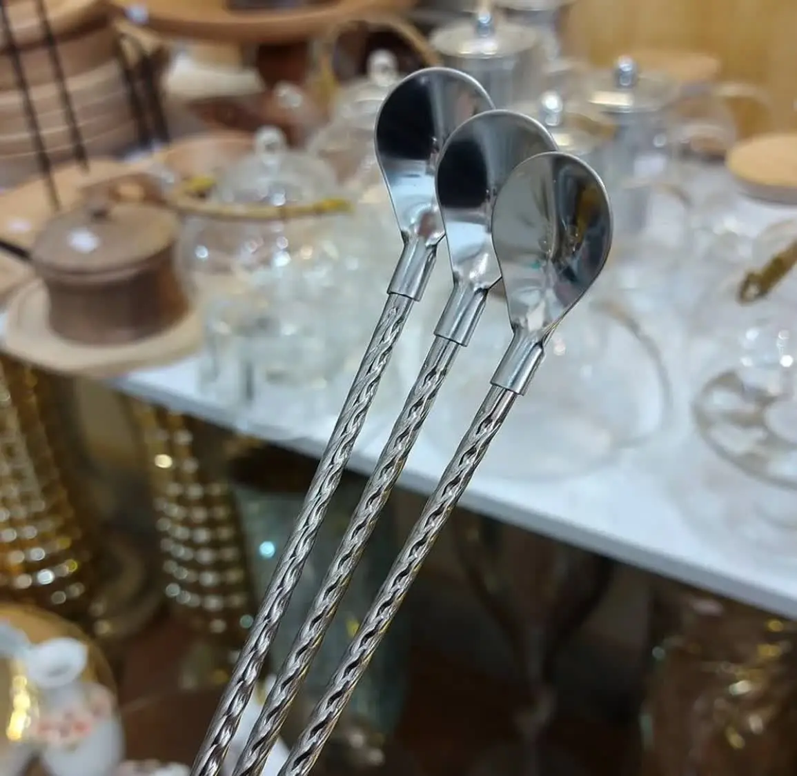 قاشق نی دار نقره‌ای
