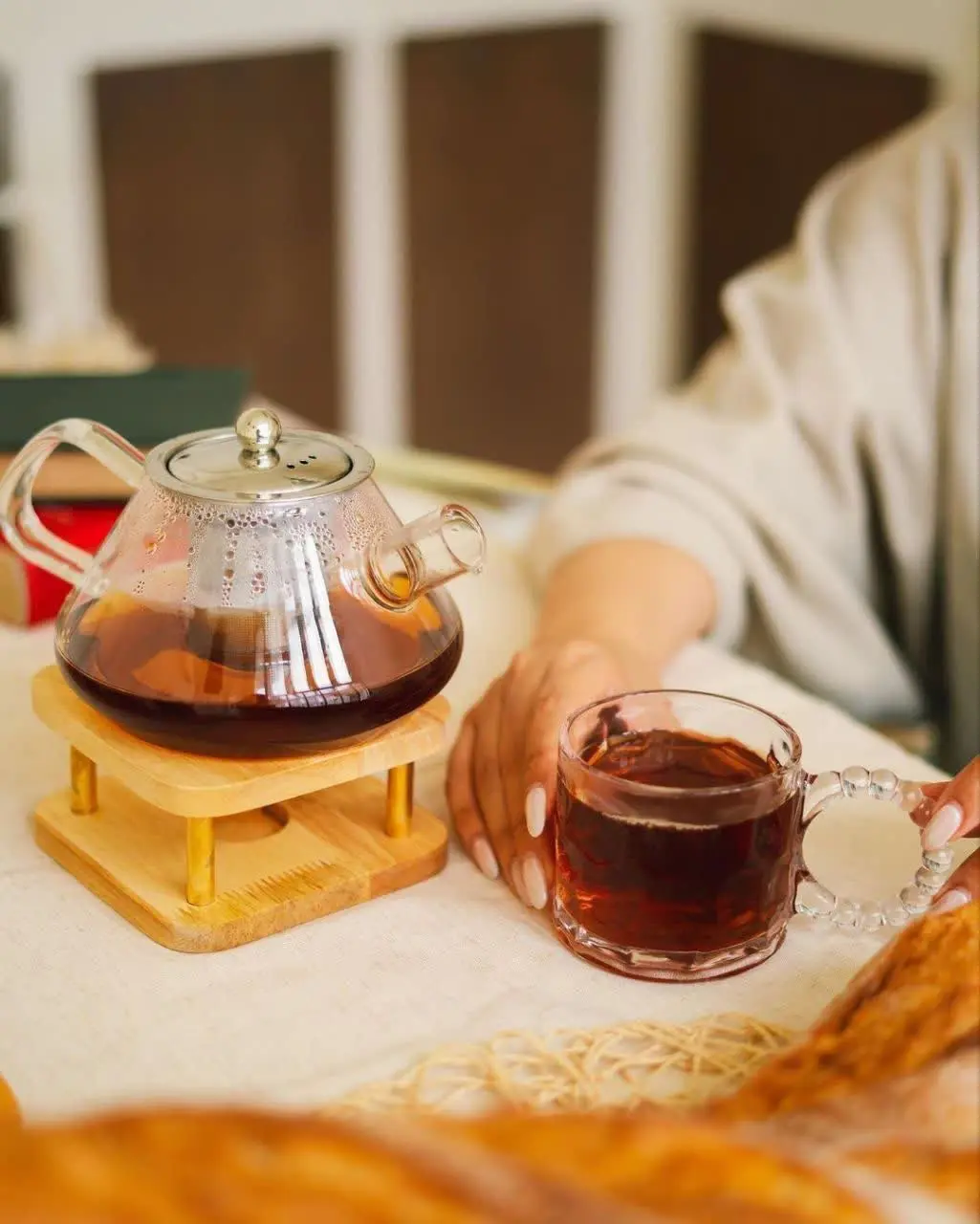 لیوان بلوری دسته منجوقی جذا...