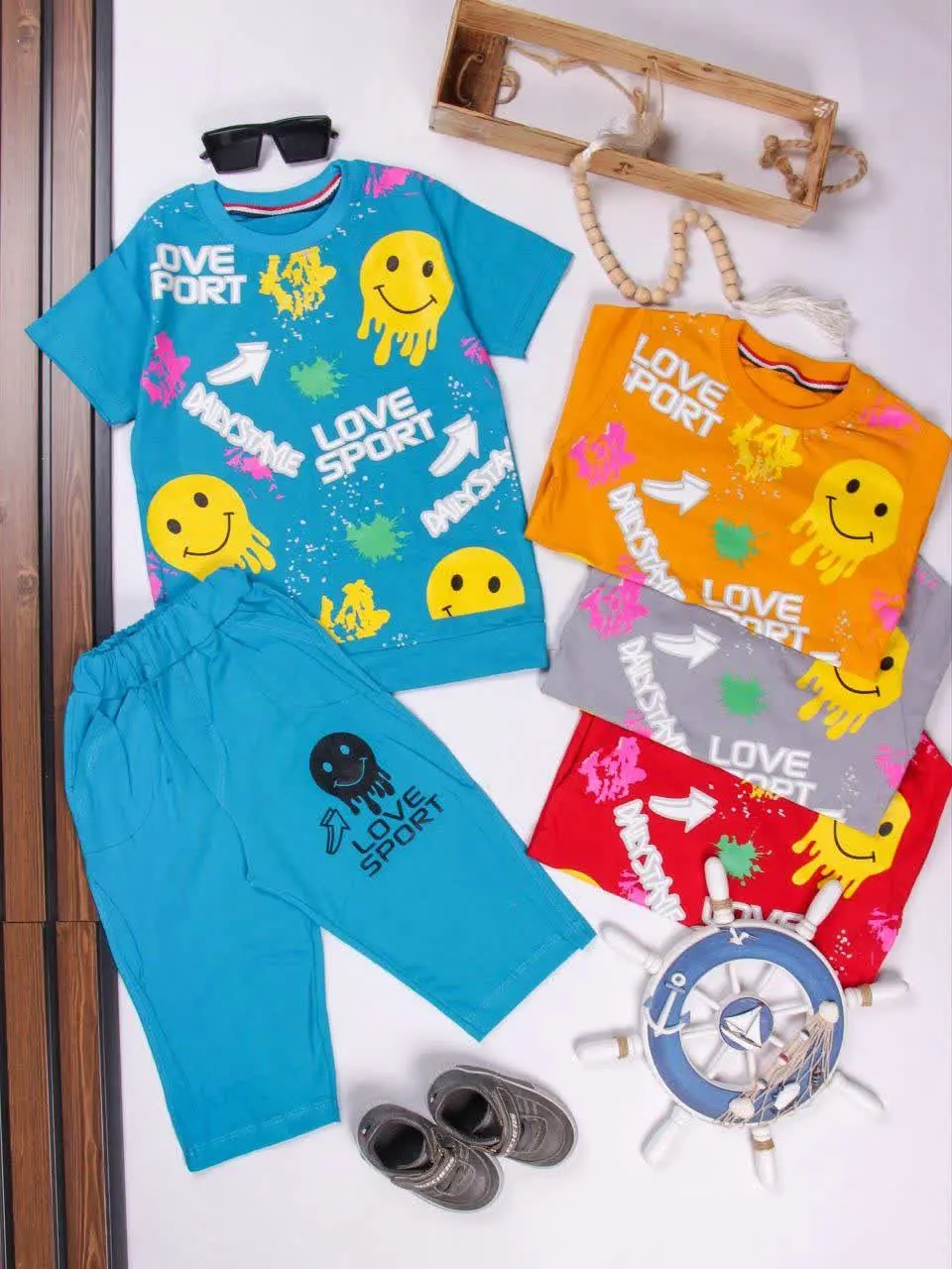 💢تیشرت شلوارک استیکر لبخند💢
