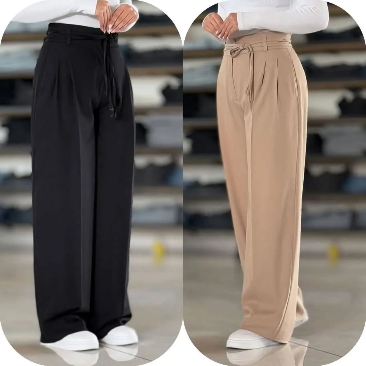 شلوار بگ کمربنددار