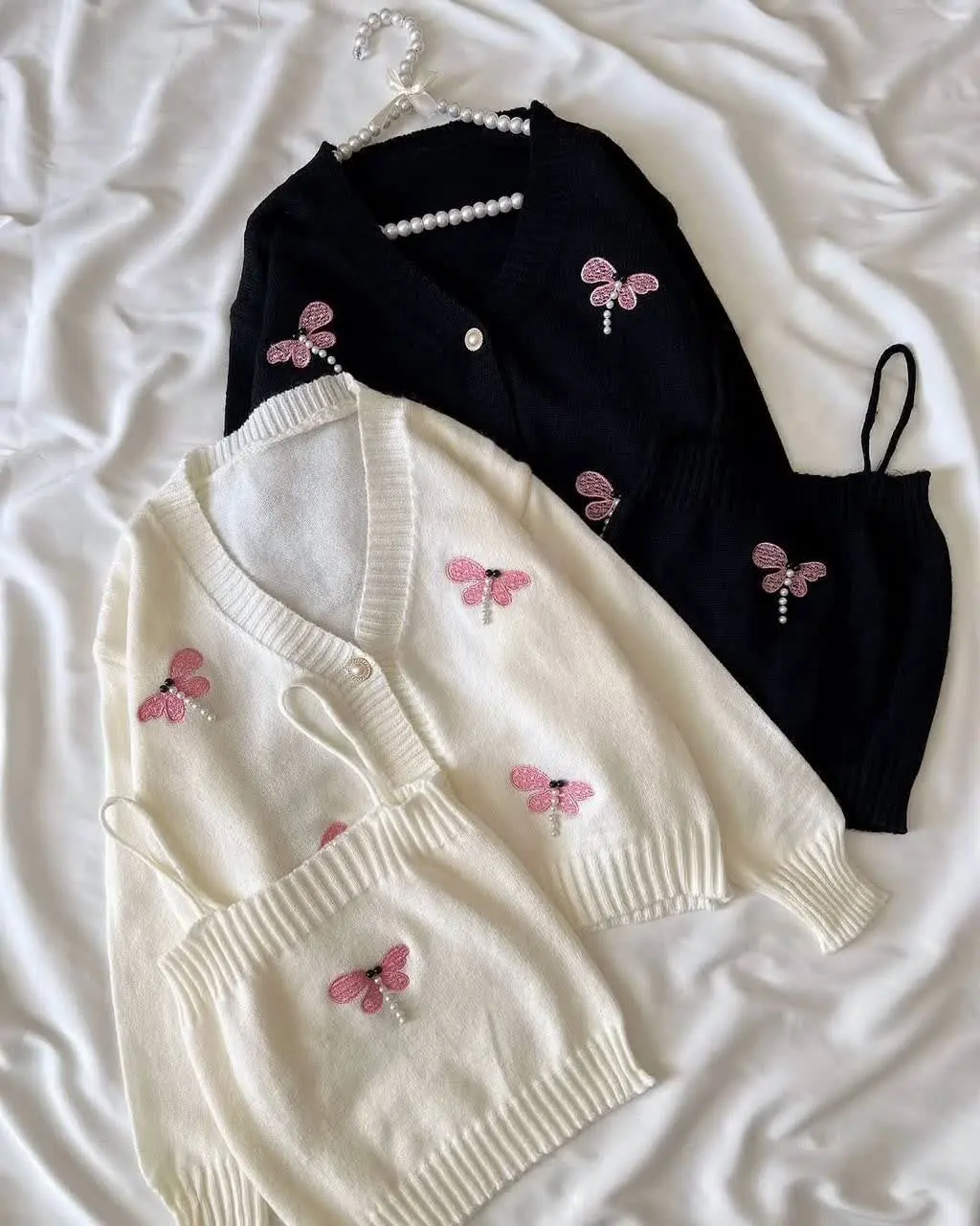 🍀ست دوتیکه بافت پروانه ابی...