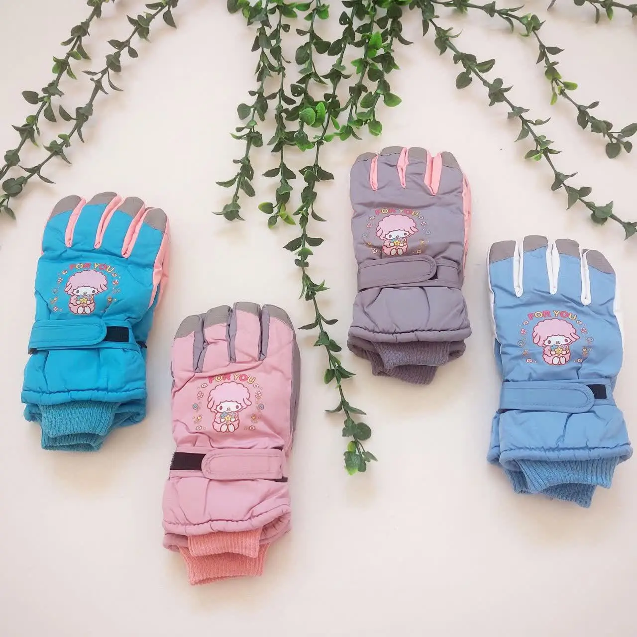 ✅روی دستکش دخترانه چسب تنظی...