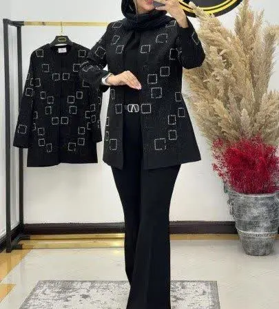 کت تک مدل مربعی نگین دار 
