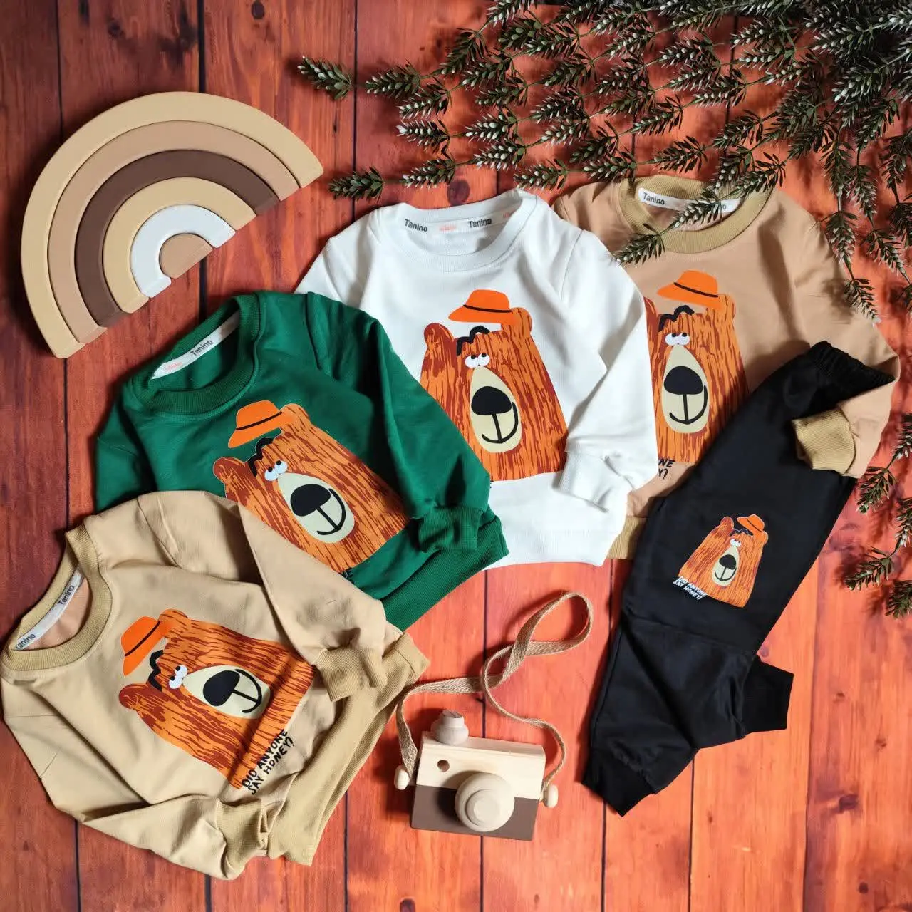 😍ست بلوز و شلوار خرس کلاه د...