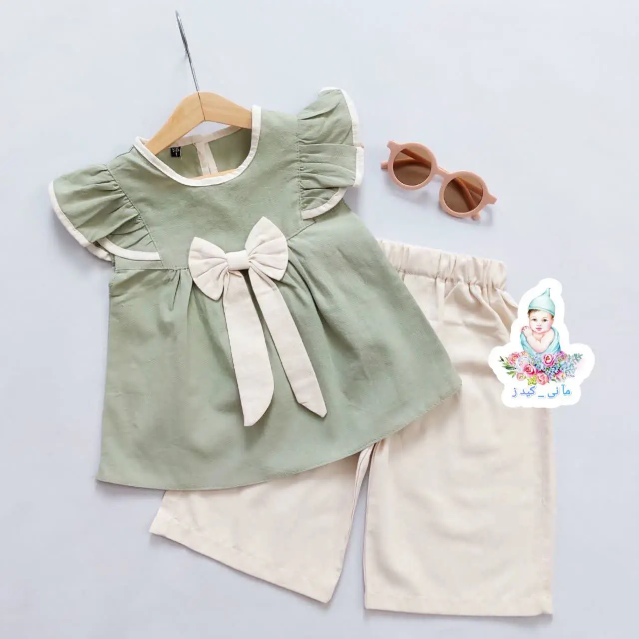 شومیز شلوارک لینن پاپیونی 🎀
