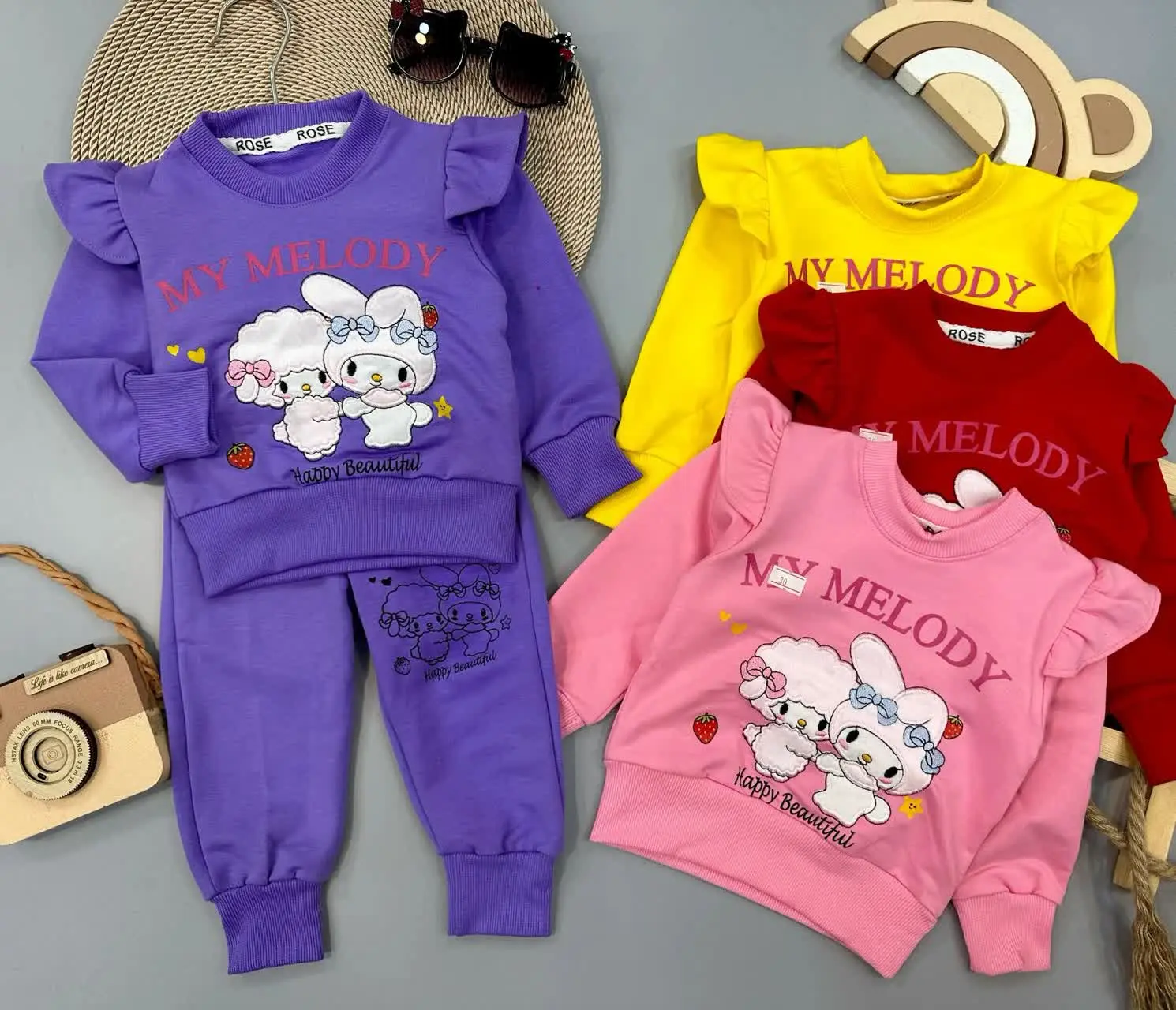 👫بلوز شلوار دخترانه گل ملودی✅