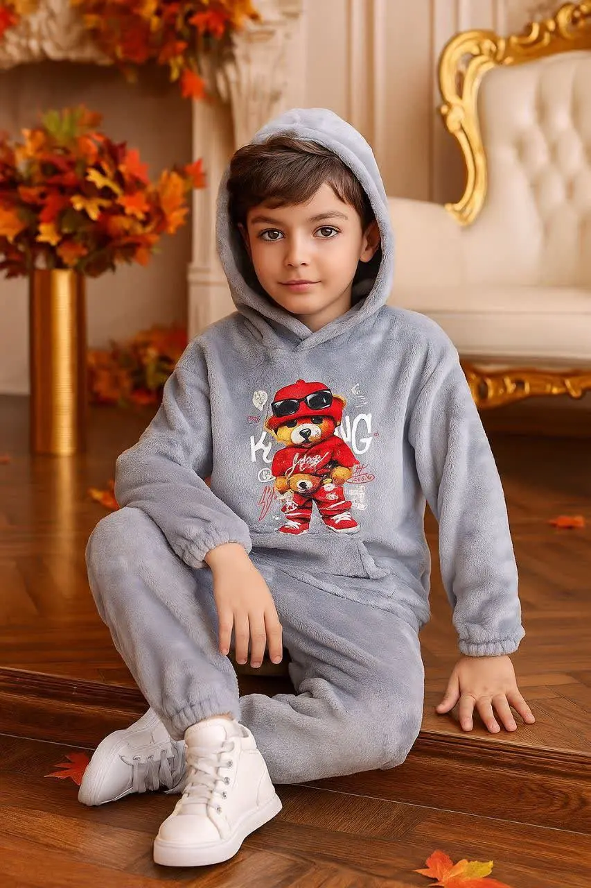 🎄هودی شلوار پولیشی تدی قرمز...