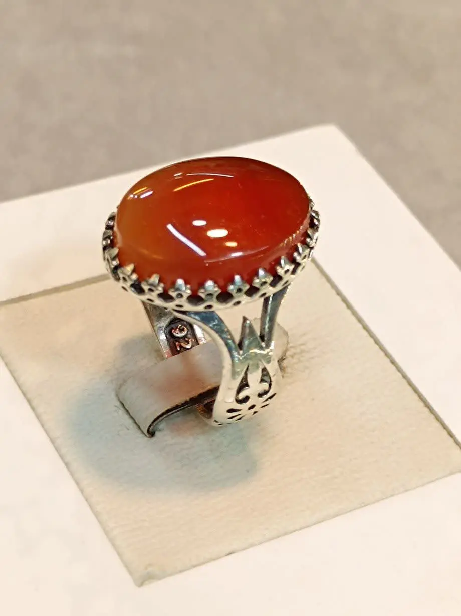 🔶انگشتر نقره طرح نیزه عقیق...