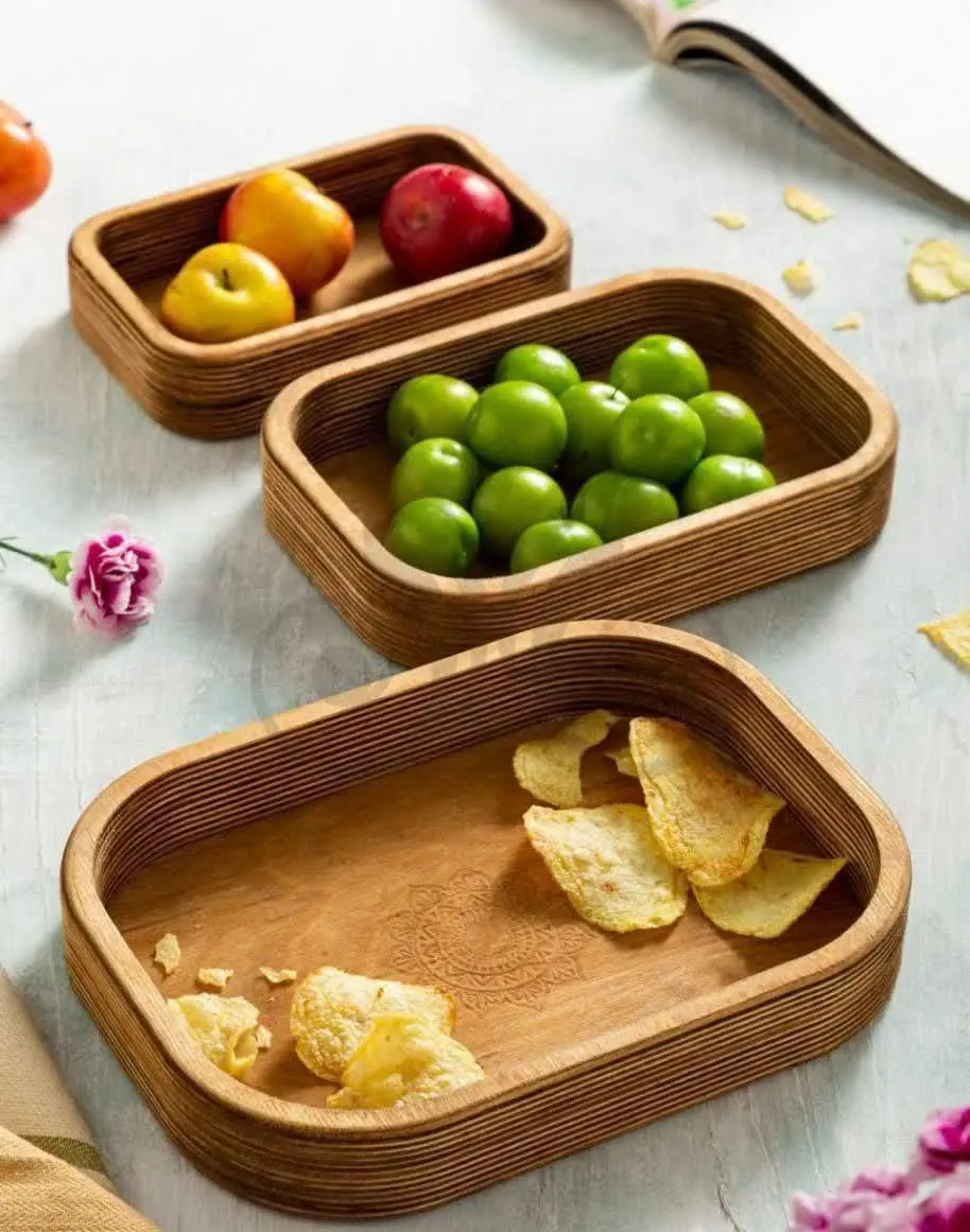 *سینی چوبی۳تکه ‌مستطیل رسید* 
