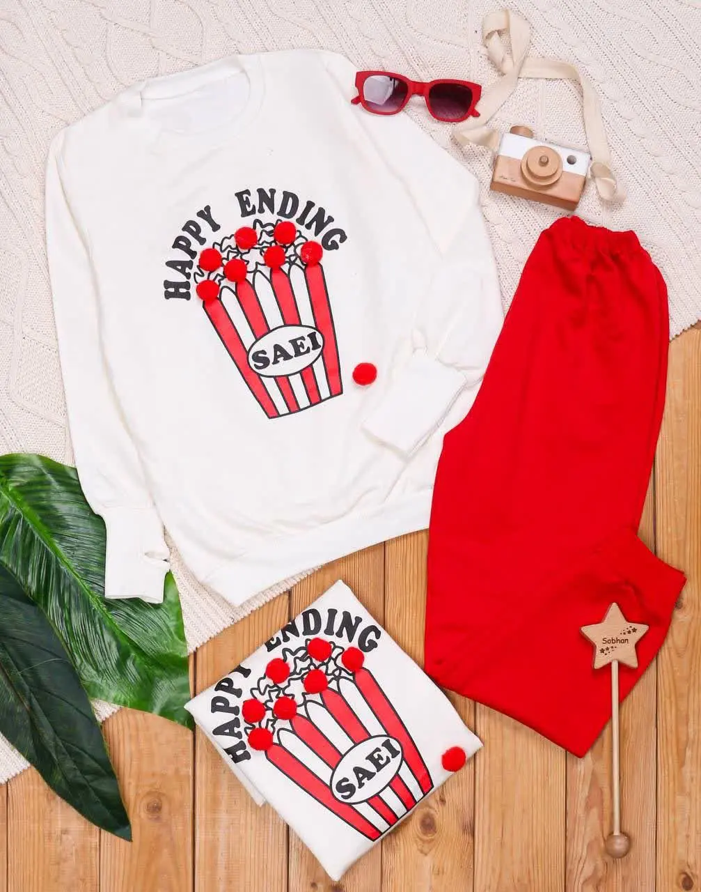 🎄بلوز شلوار دخترانه چاپ پفی...