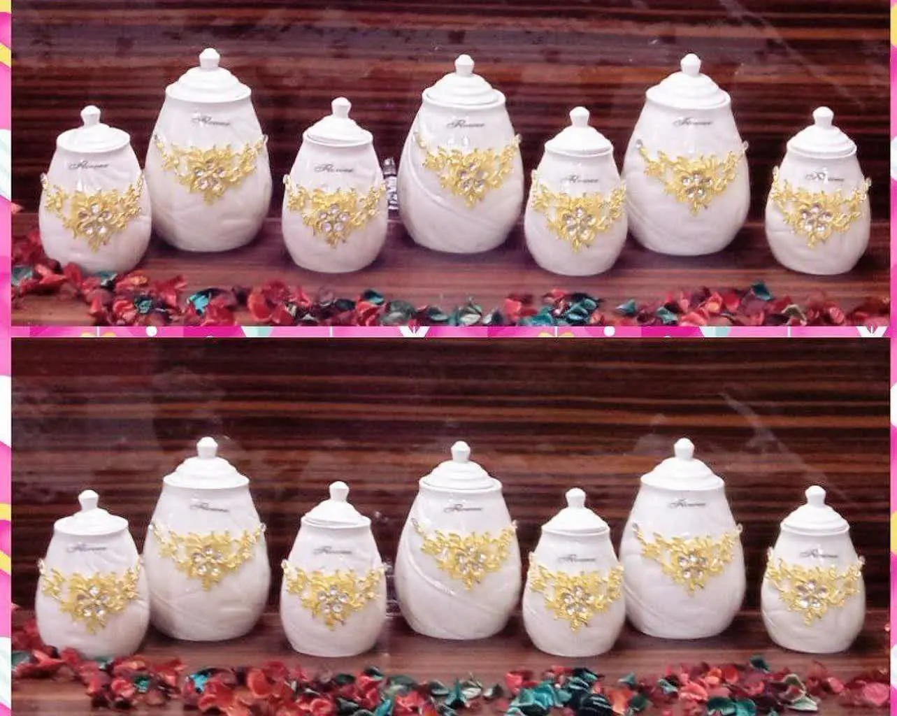 🤩پاسماوری ۷تیکه گلابی گل بر...