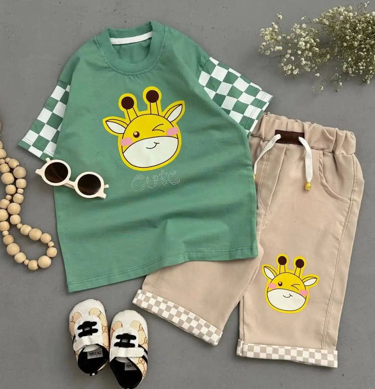 👕👖 ست تیشرت شلوارک زرافه