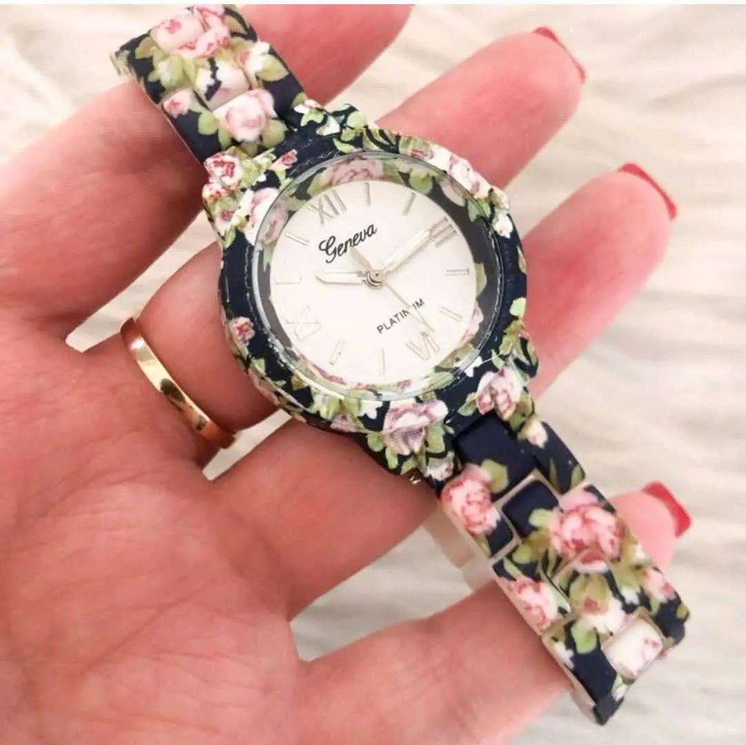 🌸ساعت مچی گلدار دخترانه
