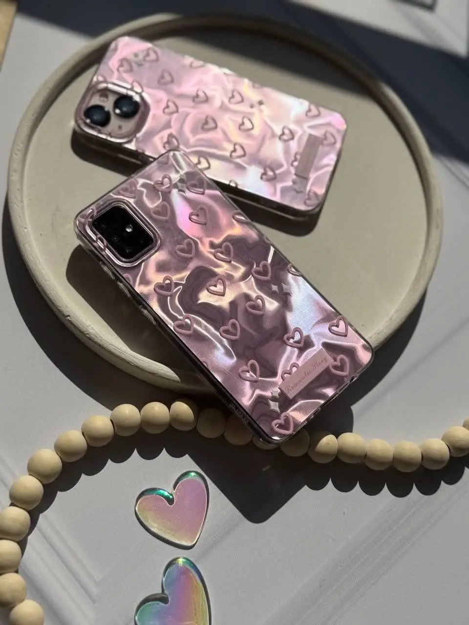 قاب قلبی براش صورتی هولوگرام لیزری مخصوص انواع #سامسونگ #شیائومی و #آیفون 
