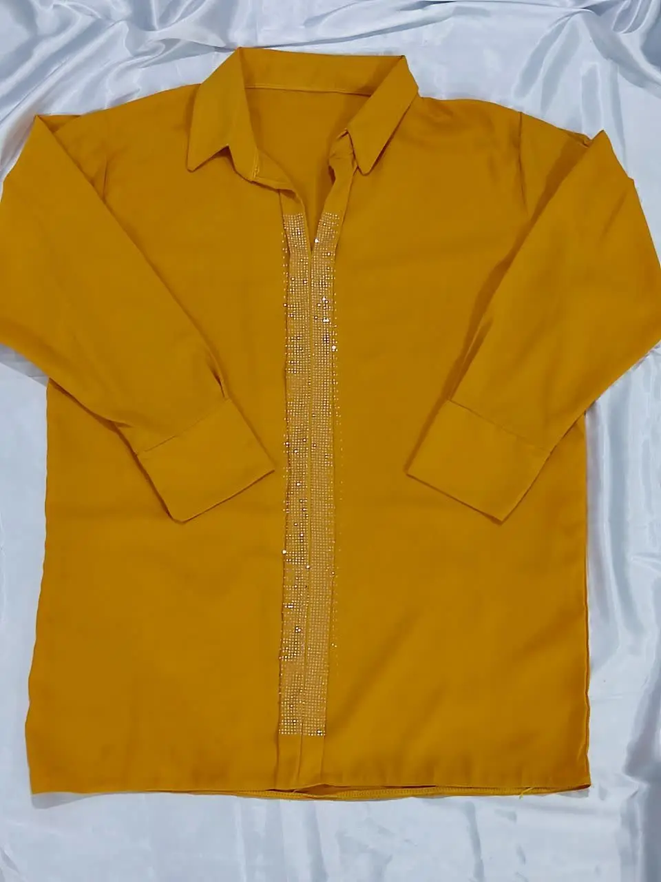 شومیز جلو بسته خردلی نگین ک...