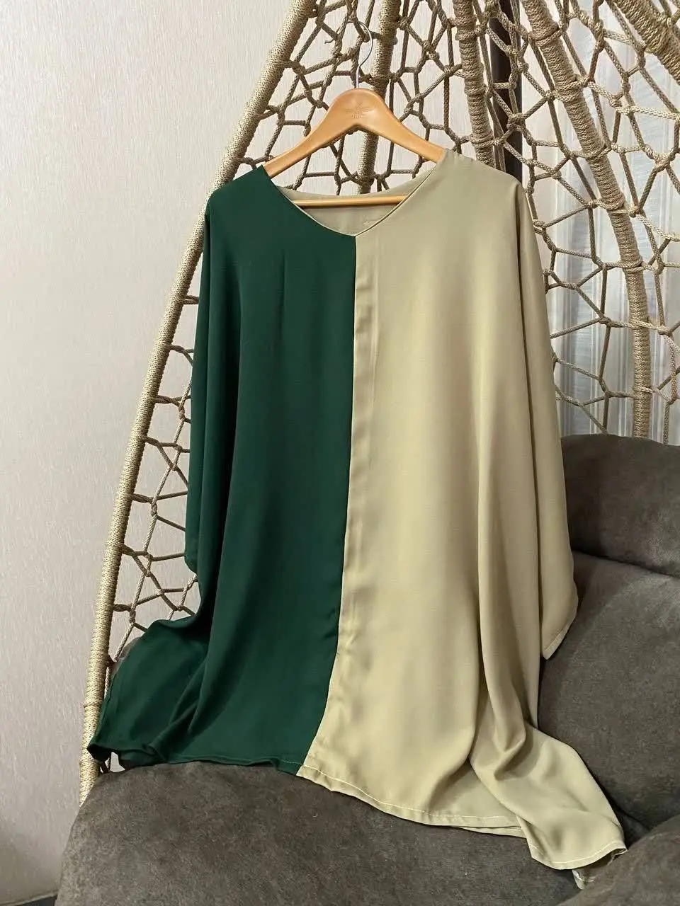 کرپ الیزه آستین بلند دو رنگی بسیار شیک 
