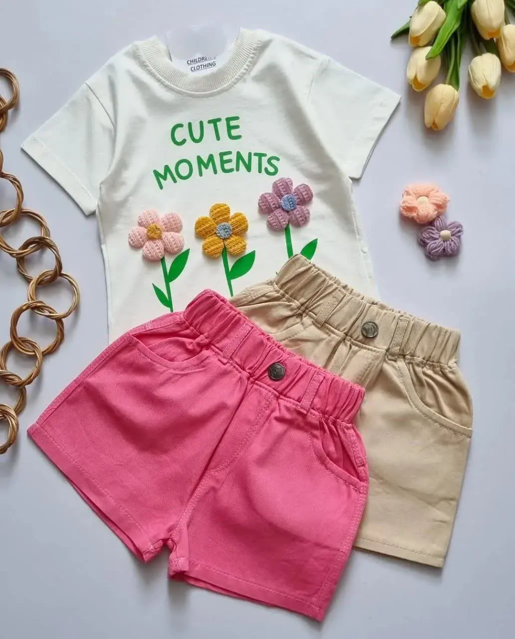 تیشرت شلوارک گل‌های بهاری😍
